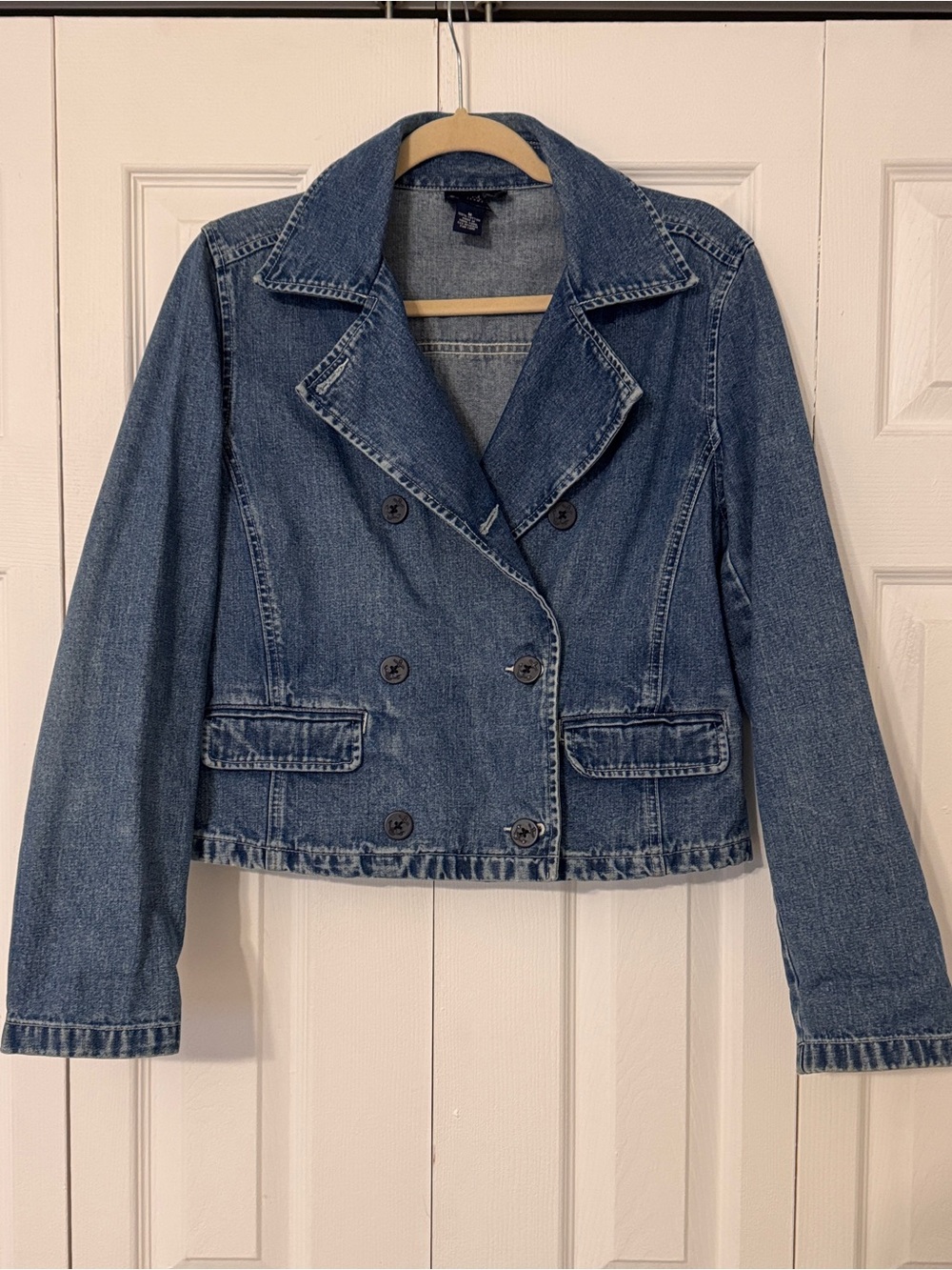 Ann Taylor Denim Double-Breasted Jacket Blue denim Jean size medium